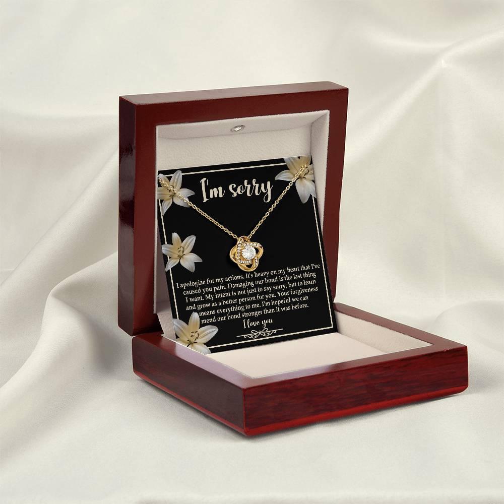 Apology Gift for Girlfriend, Wife, Soulmate - Sorry, The Last Thing - Love Knot Pendant Necklace - Mallard Moon Gift Shop