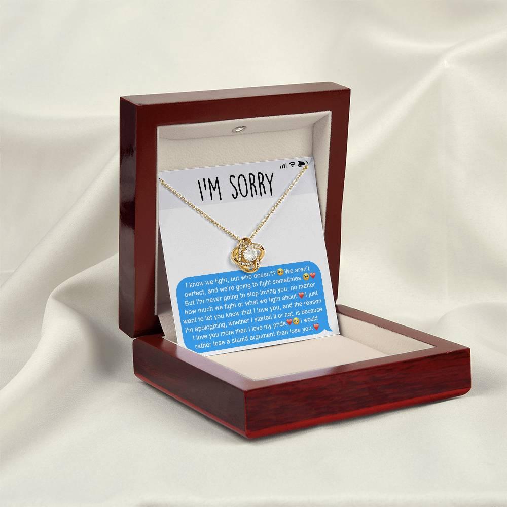 Apology Gift for Girlfriend, Wife, Soulmate - Sorry, Stupid Argument - Love Knot Pendant Necklace - Mallard Moon Gift Shop