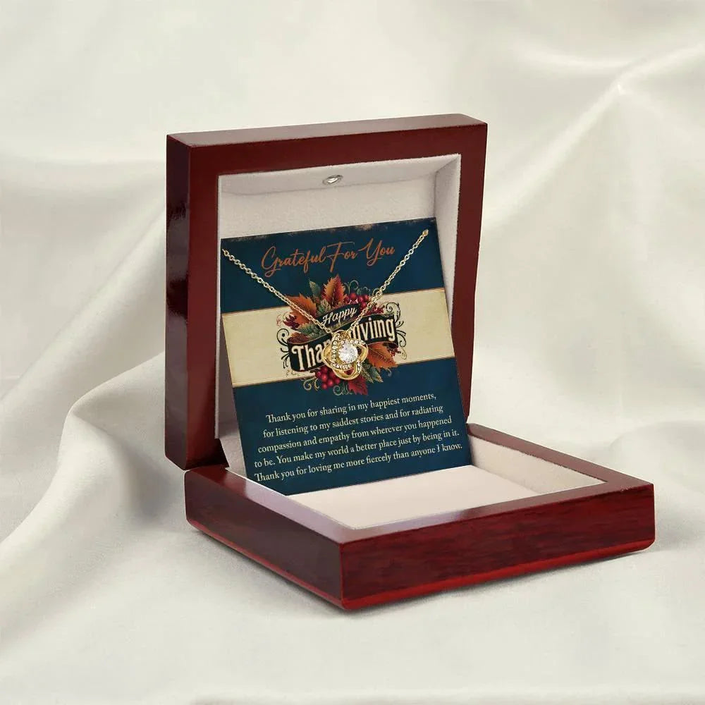Thanksgiving Gift for Her – “Grateful for You” Necklace with Message Card | Heartfelt Jewelry Gift for Her