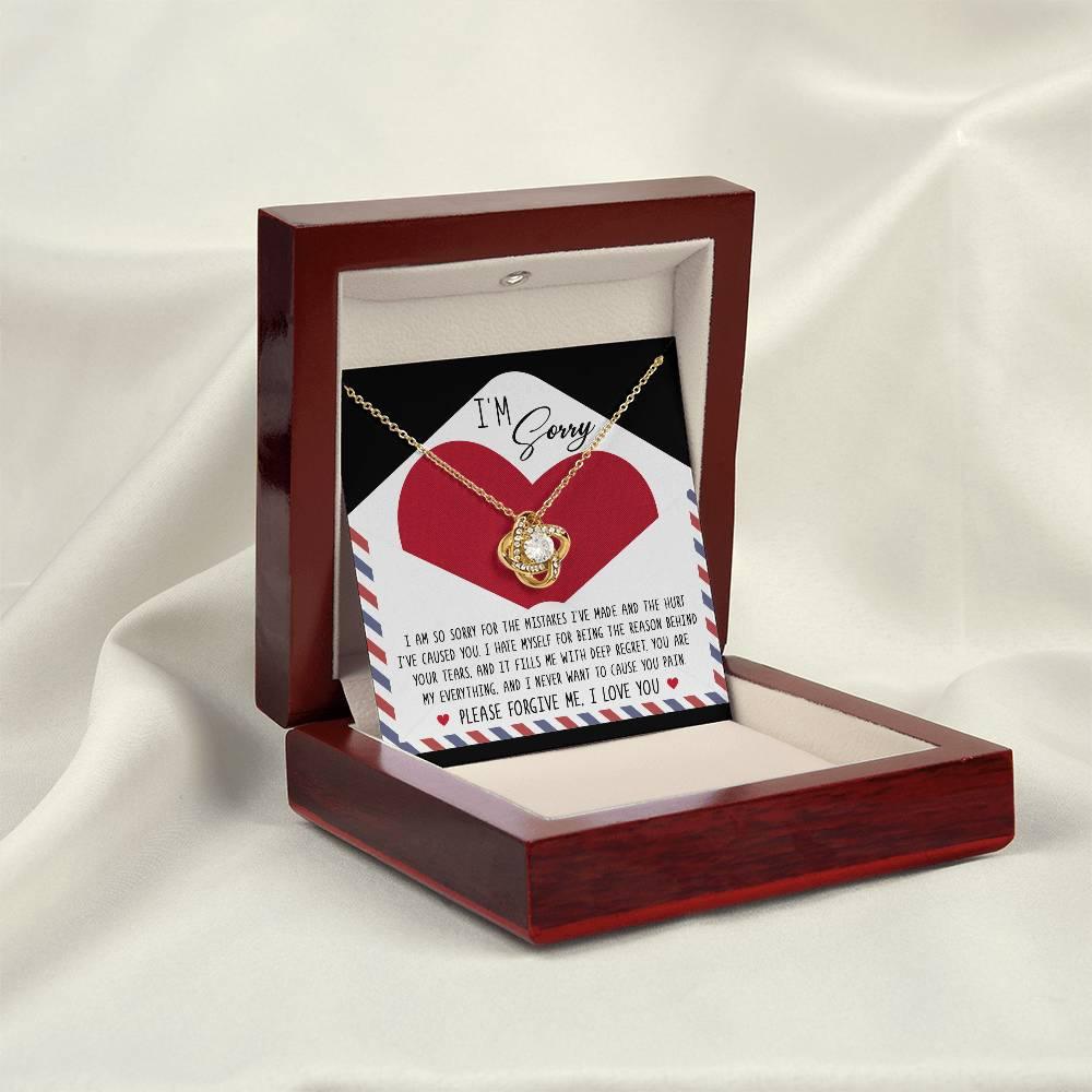 Apology Gift for Girlfriend, Wife, Soulmate - Sorry, Behind Your Tears - Love Knot Pendant Necklace - Mallard Moon Gift Shop