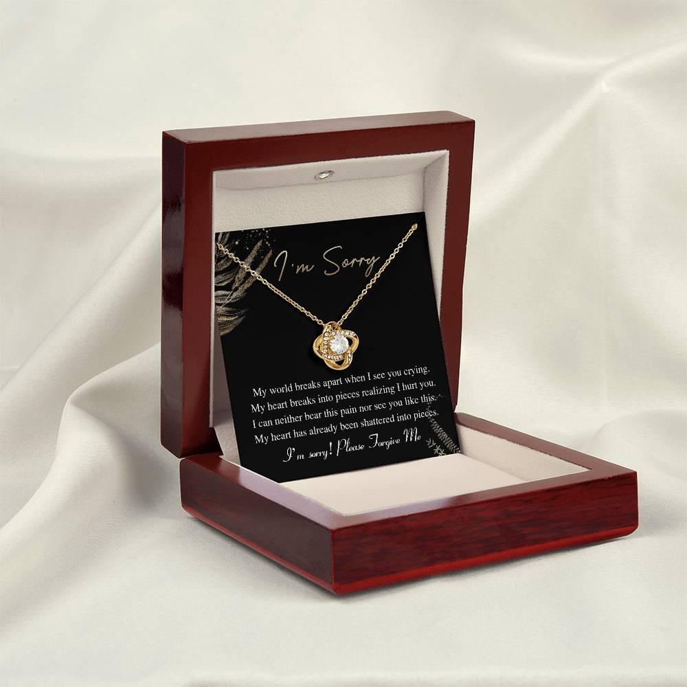 Apology Gift for Girlfriend, Wife, Soulmate - Sorry, See You Crying - Love Knot Pendant Necklace - Mallard Moon Gift Shop