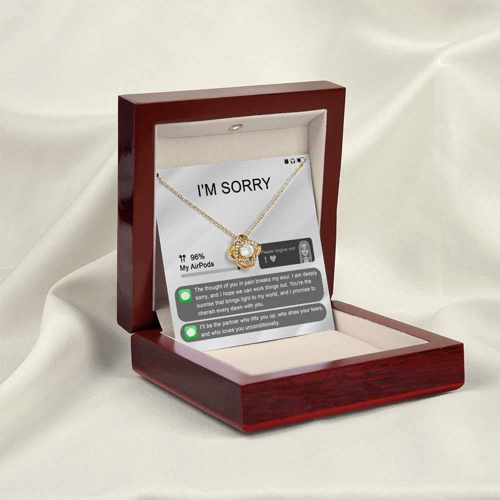 Gift for Girlfriend, Wife - Sorry, Breaks My Soul - Love Knot Pendant Necklace - Mallard Moon Gift Shop