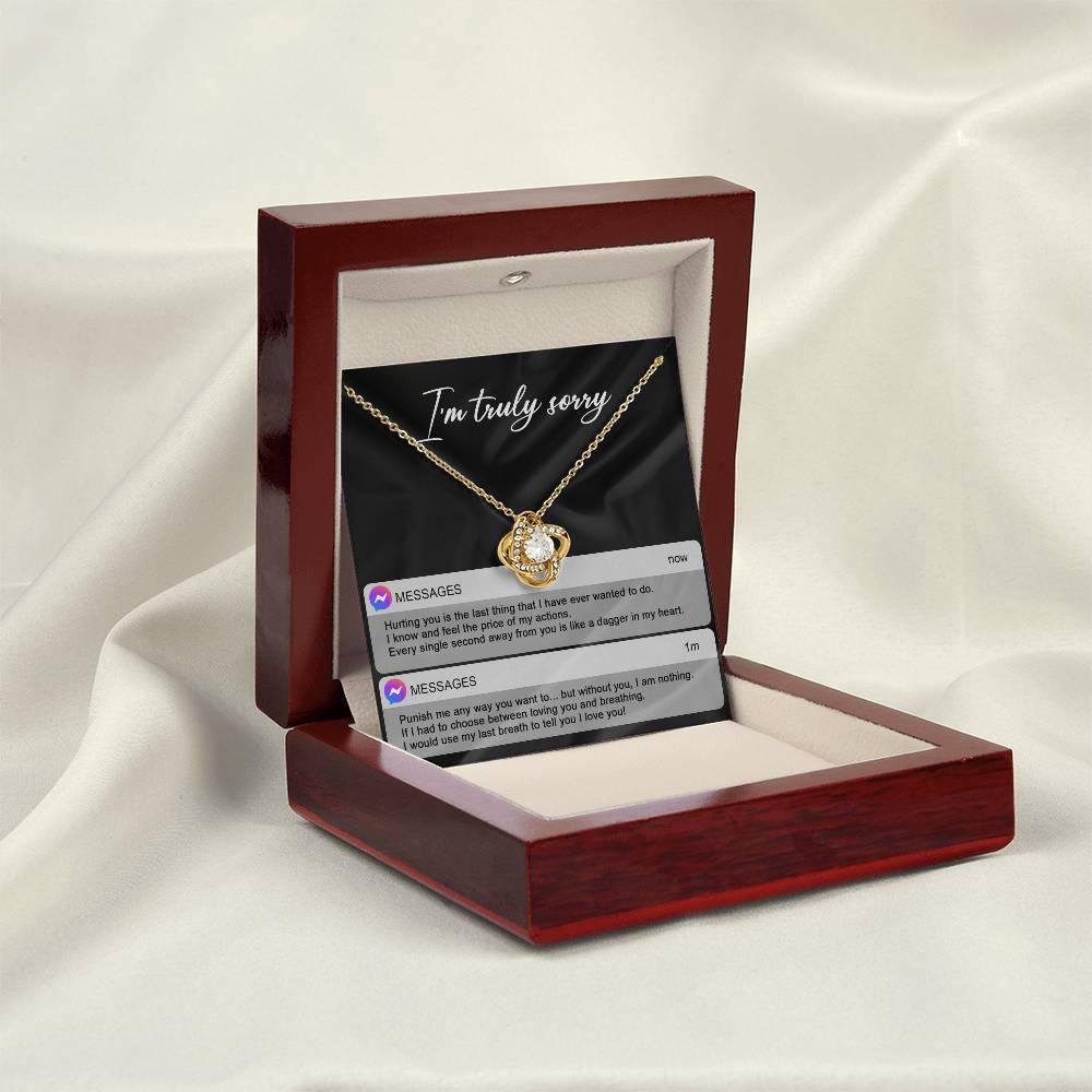 Gift for Girlfriend, Wife - Sorry, Away From You - Love Knot Pendant Necklace - Mallard Moon Gift Shop