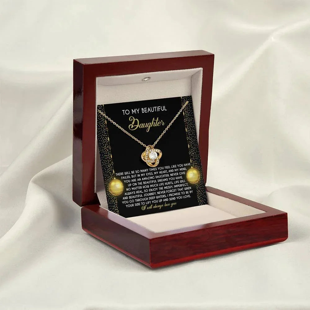 Gift for Daughter - Deep Waters - Love Knot Pendant Necklace