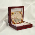 Thanksgiving Gift for Her – “Put Into Words” Love Knot Necklace with Message Card | Heartfelt Gratitude Gift for Her