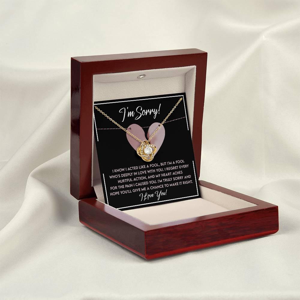 Apology Gift for Girlfriend, Wife, Soulmate - Sorry, Deeply In Love - Love Knot Pendant Necklace - Mallard Moon Gift Shop