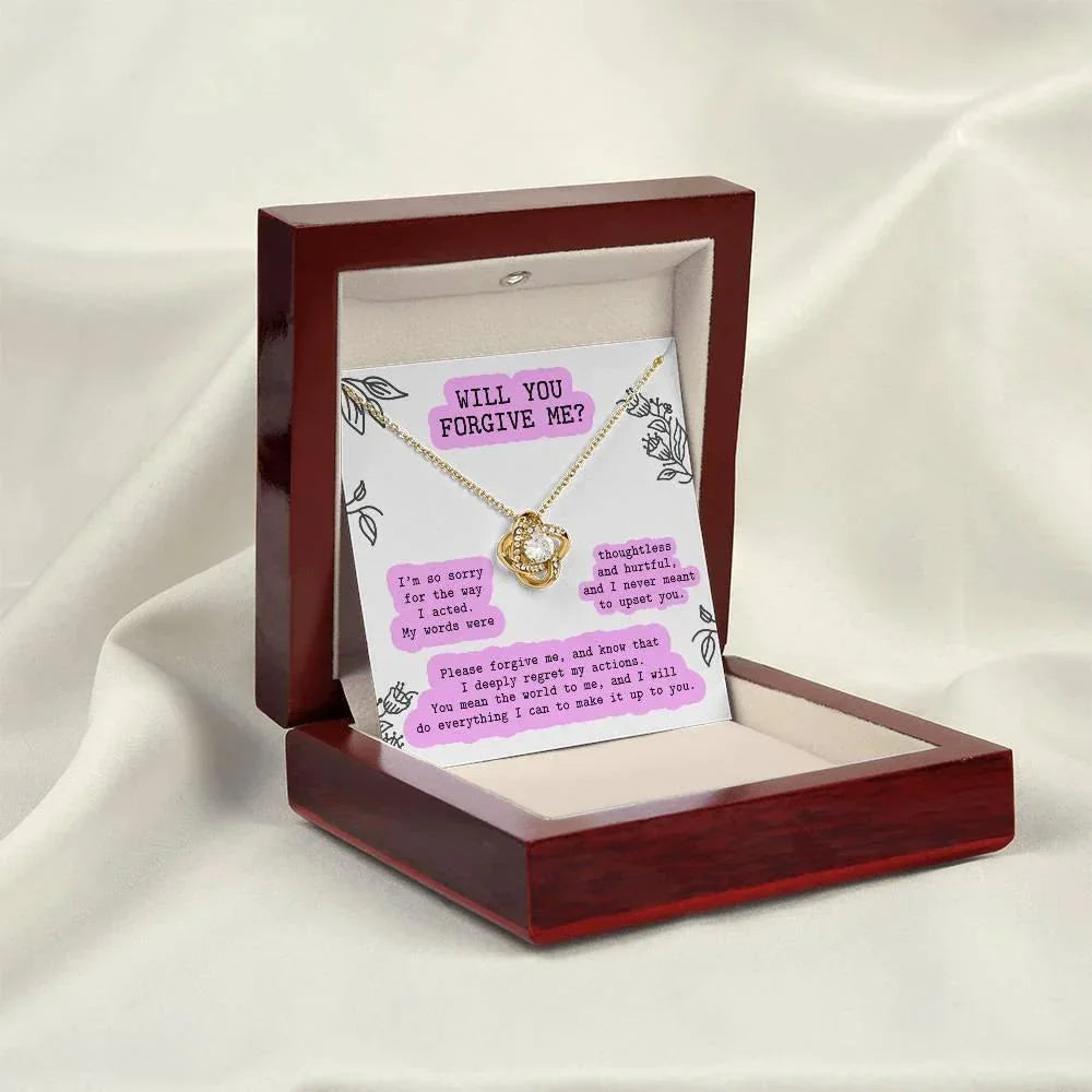 Apology Gift for Girlfriend, Wife, Soulmate - Sorry, Never Meant To Upset You - Love Knot Pendant Necklace