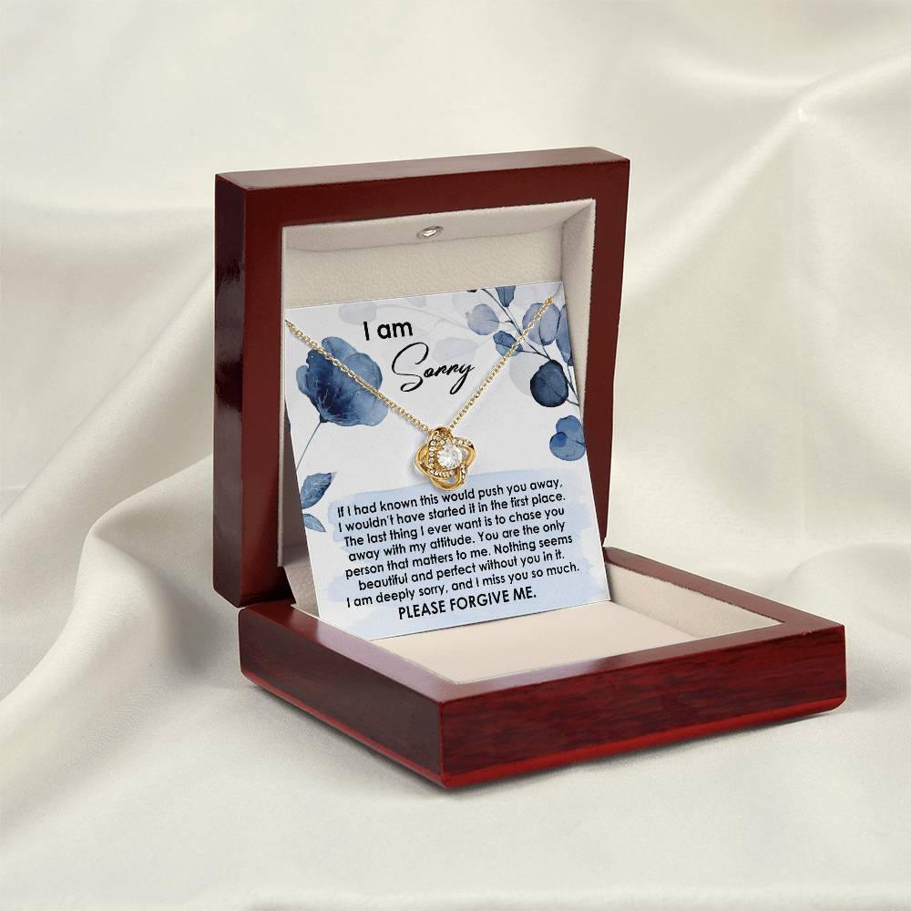 Apology Gift for Girlfriend, Wife, Soulmate - Sorry, Push You Away - Love Knot Pendant Necklace - Mallard Moon Gift Shop