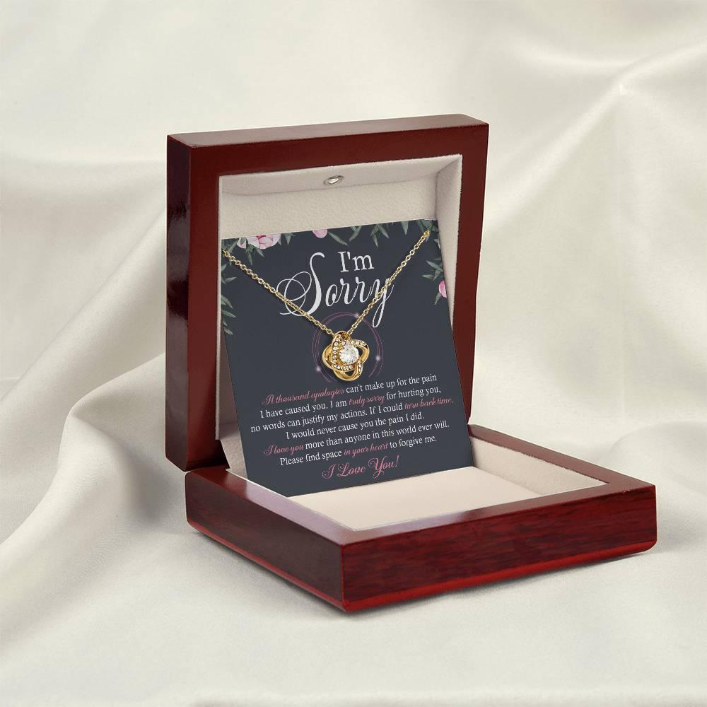 Apology Gift for Girlfriend, Wife, Soulmate - Sorry, World Ever Will - Love Knot Pendant Necklace - Mallard Moon Gift Shop