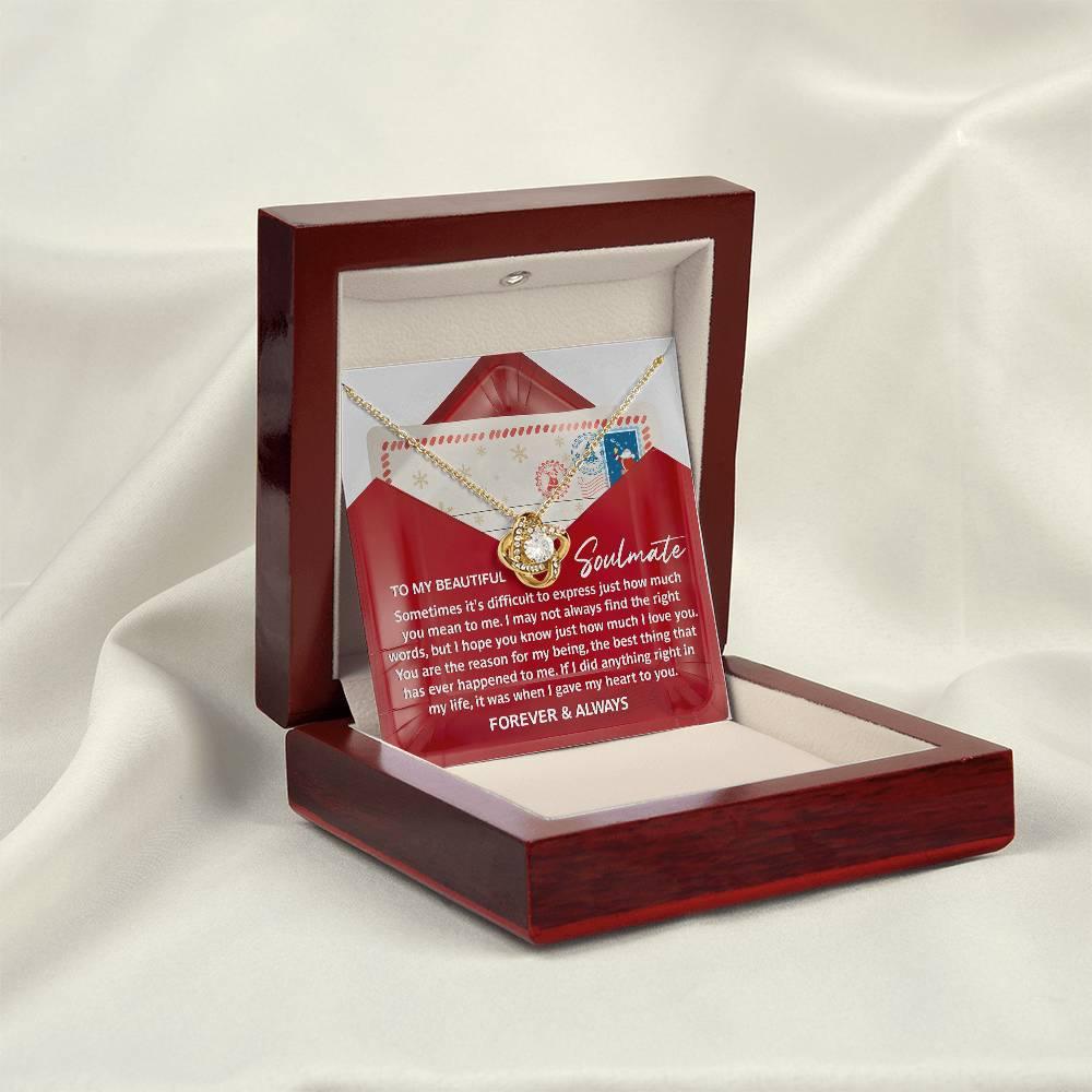 Gift for Soulmate - Right Words - Love Knot Pendant Necklace - Mallard Moon Gift Shop