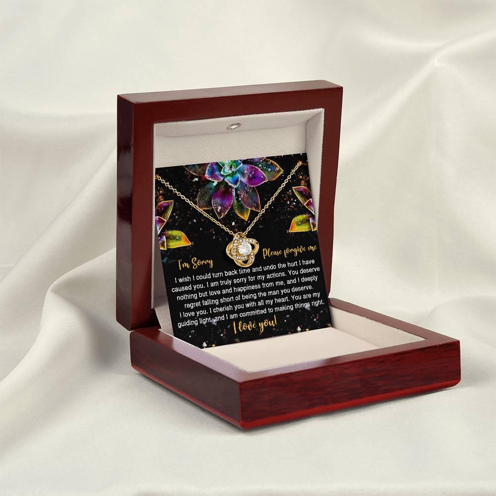 Apology Gift for Girlfriend, Wife, Soulmate - Sorry, All My Heart - Love Knot Pendant Necklace - Mallard Moon Gift Shop