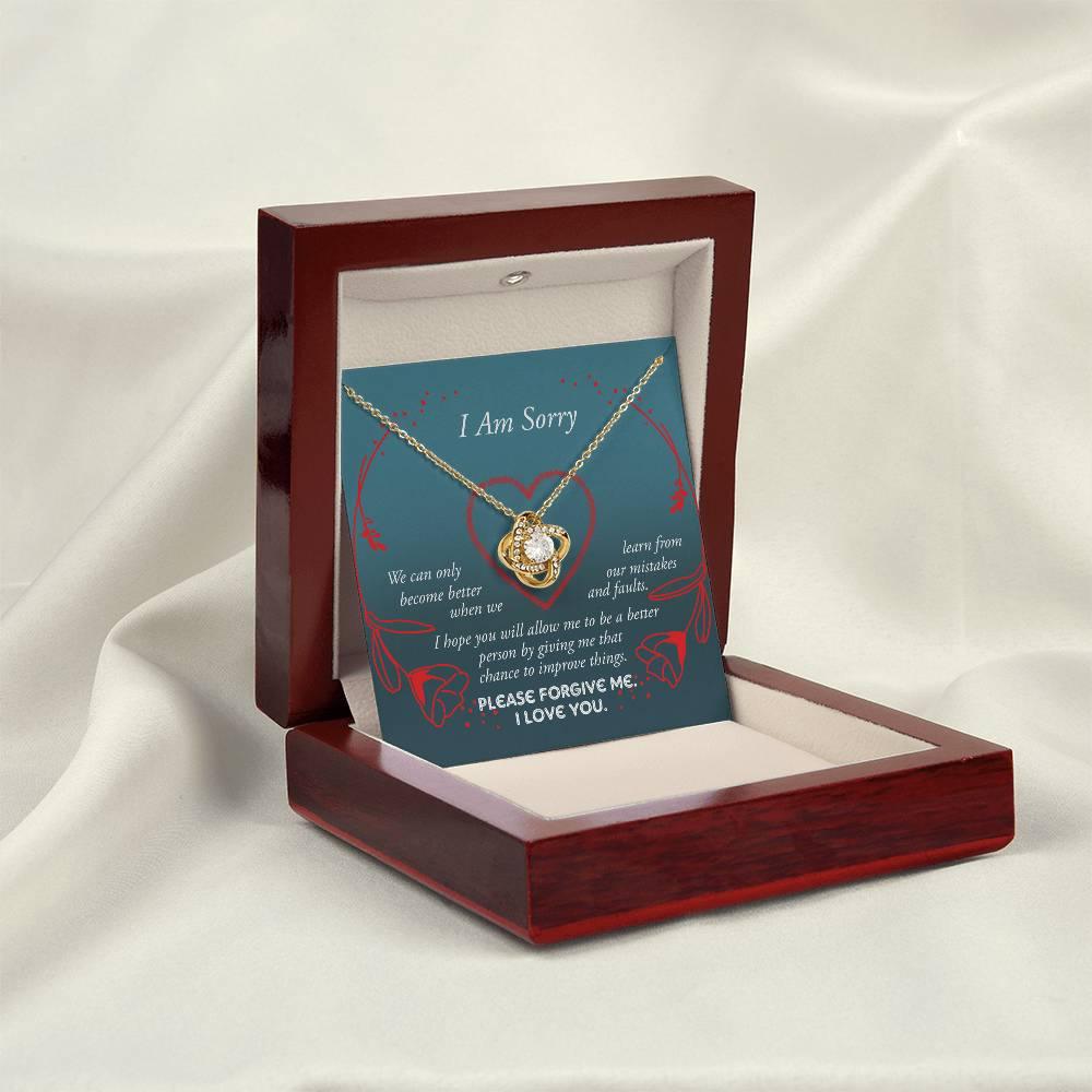 Apology Gift for Girlfriend, Wife, Soulmate - Sorry, Mistakes And Faults - Love Knot Pendant Necklace - Mallard Moon Gift Shop