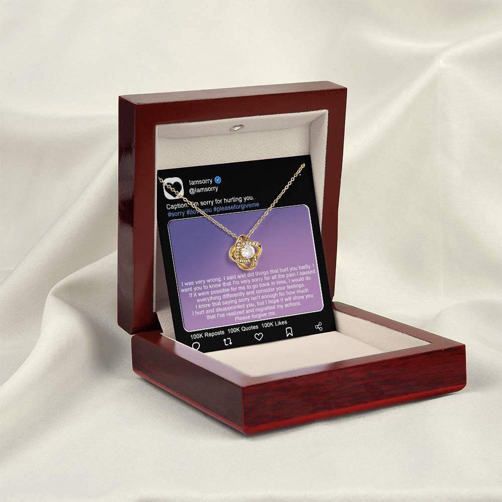 Gift for Girlfriend, Wife-Sorry, Hurt You Badly - Love Knot Pendant Necklace - Mallard Moon Gift Shop