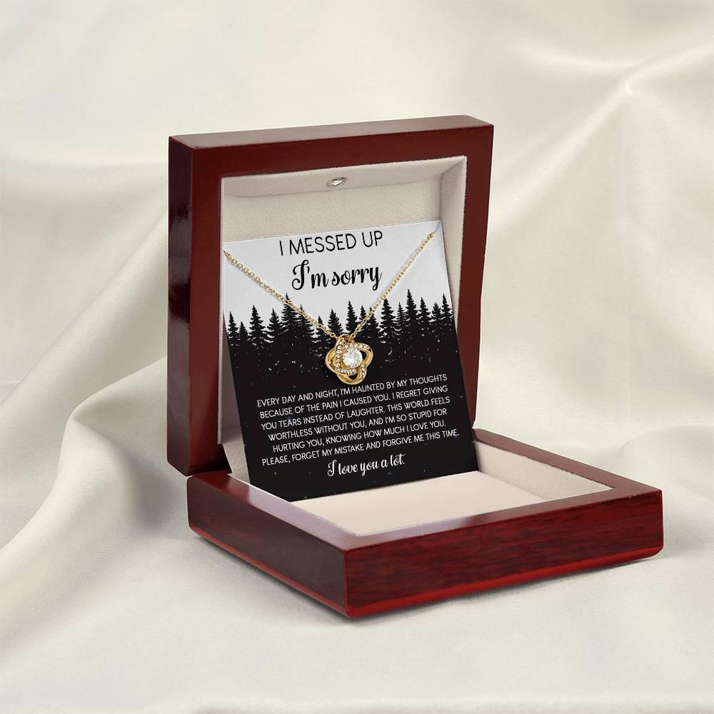 Apology Gift for Girlfriend, Wife, Soulmate - Sorry, By My Thoughts - Love Knot Pendant Necklace - Mallard Moon Gift Shop