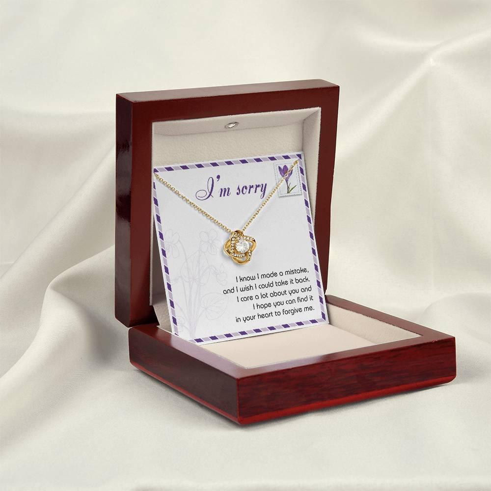 Gift for Girlfriend, Wife - Sorry, Take It Back - Love Knot Pendant Necklace - Mallard Moon Gift Shop