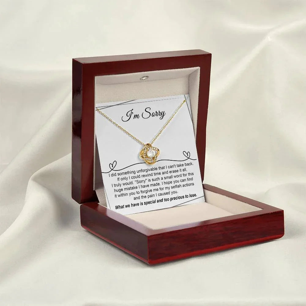 Gift for Girlfriend, Wife - Sorry, Breaking My Heart - Love Knot Pendant Necklace