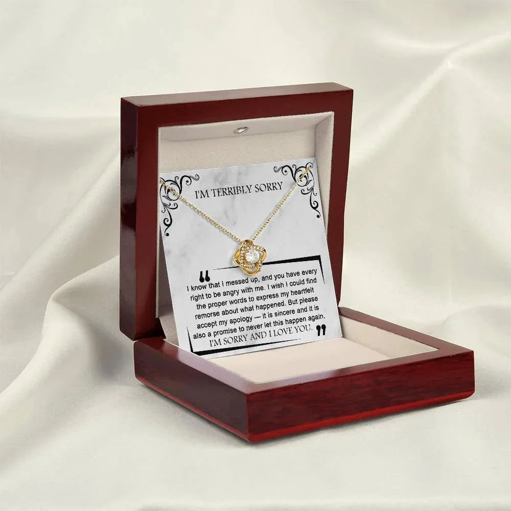 Apology Gift for Girlfriend, Wife, Soulmate - Sorry, Angry With Me - Love Knot Pendant Necklace