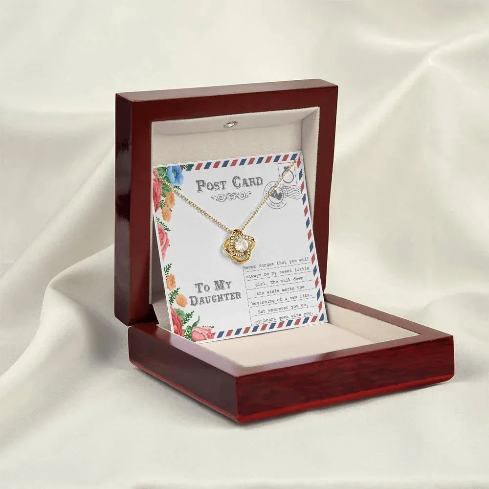 Daughter Wedding Day Gift - My Heart Goes With You - Love Knot Pendant Necklace