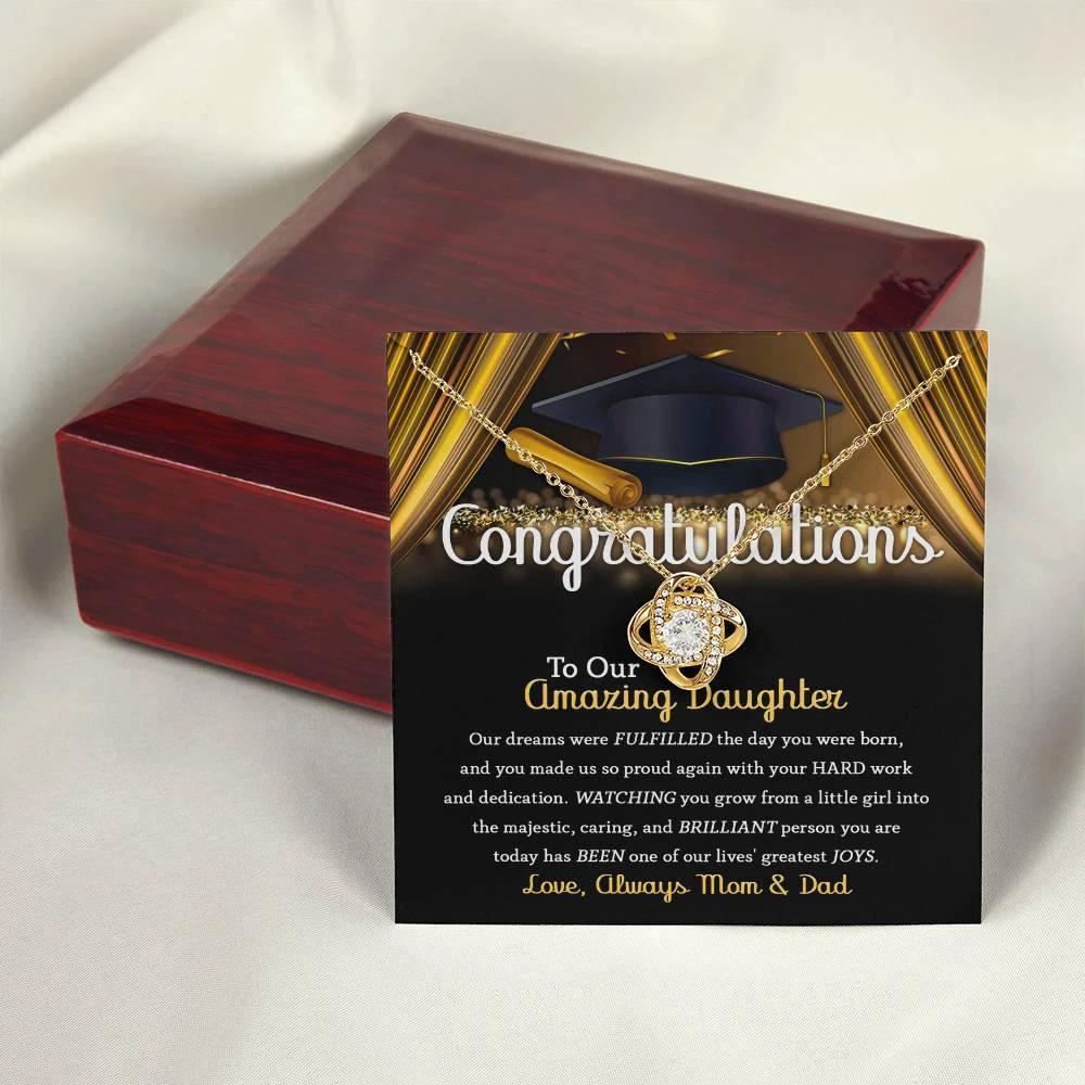 Daughter Graduation Jewelry Necklace with Message Card from Mom and Dad - You Made Us So Proud