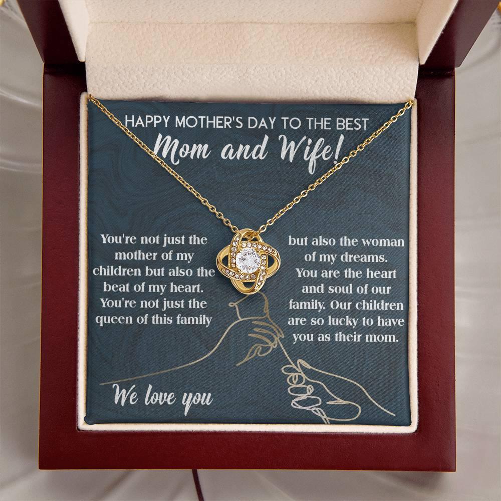 Mother's Day Gift to Wife You're the Mother of My Children and the Beat of My Heart Love Knot Pendant Necklace - Mallard Moon Gift Shop