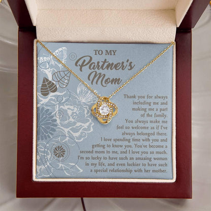 To My Partner's Mom You Make Me Feel Welcomed Love Knot Pendant Necklace - Mallard Moon Gift Shop