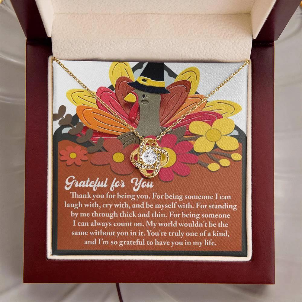 Thanksgiving Gift for Her – “Grateful for You” Necklace with Message Card | Heartfelt Jewelry Gift for Mom, Sister, or Best Friend