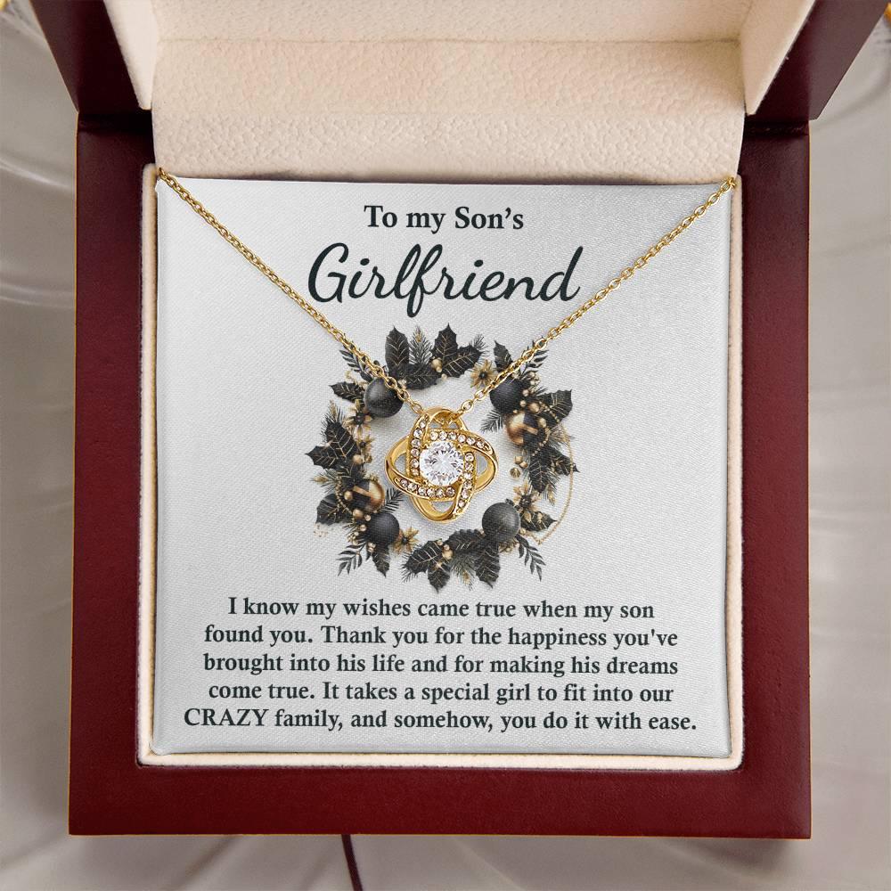 Gift for Son's Girlfriend - My Wishes Came True When He Found You - Love Knot Pendant Necklace - Mallard Moon Gift Shop