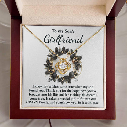 Gift for Son's Girlfriend - My Wishes Came True When He Found You - Love Knot Pendant Necklace - Mallard Moon Gift Shop