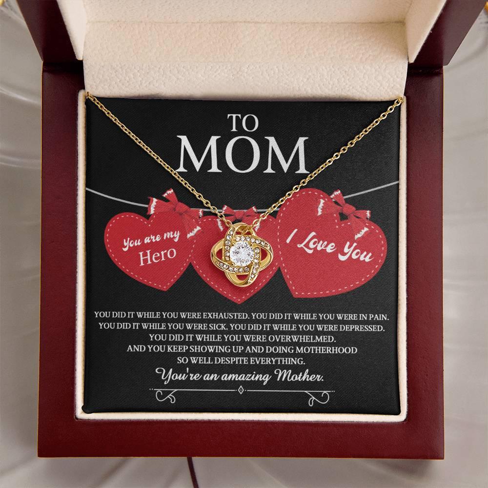 Gift for Mom You Are My Hero Love Knot Necklace - Mallard Moon Gift Shop