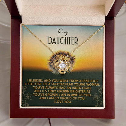 Daughter - Grown Brighter - Love Knot Pendant Necklace - Mallard Moon Gift Shop