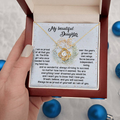 Gift for Daughter - Proud Of Yourself - Love Knot Pendant Necklace - Mallard Moon Gift Shop