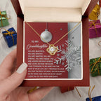 To My Granddaughter – Christmas Love Knot Necklace | “You Are Beautiful, Strong & Loved” Holiday Message Card | Grandparent Gift