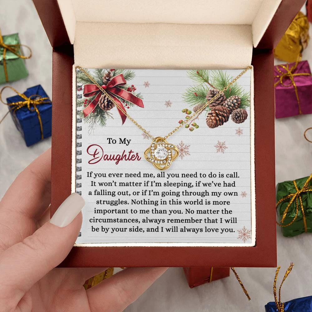 To My Daughter - All You Need To Do Is Call - Love Knot Pendant Necklace Christmas Gift