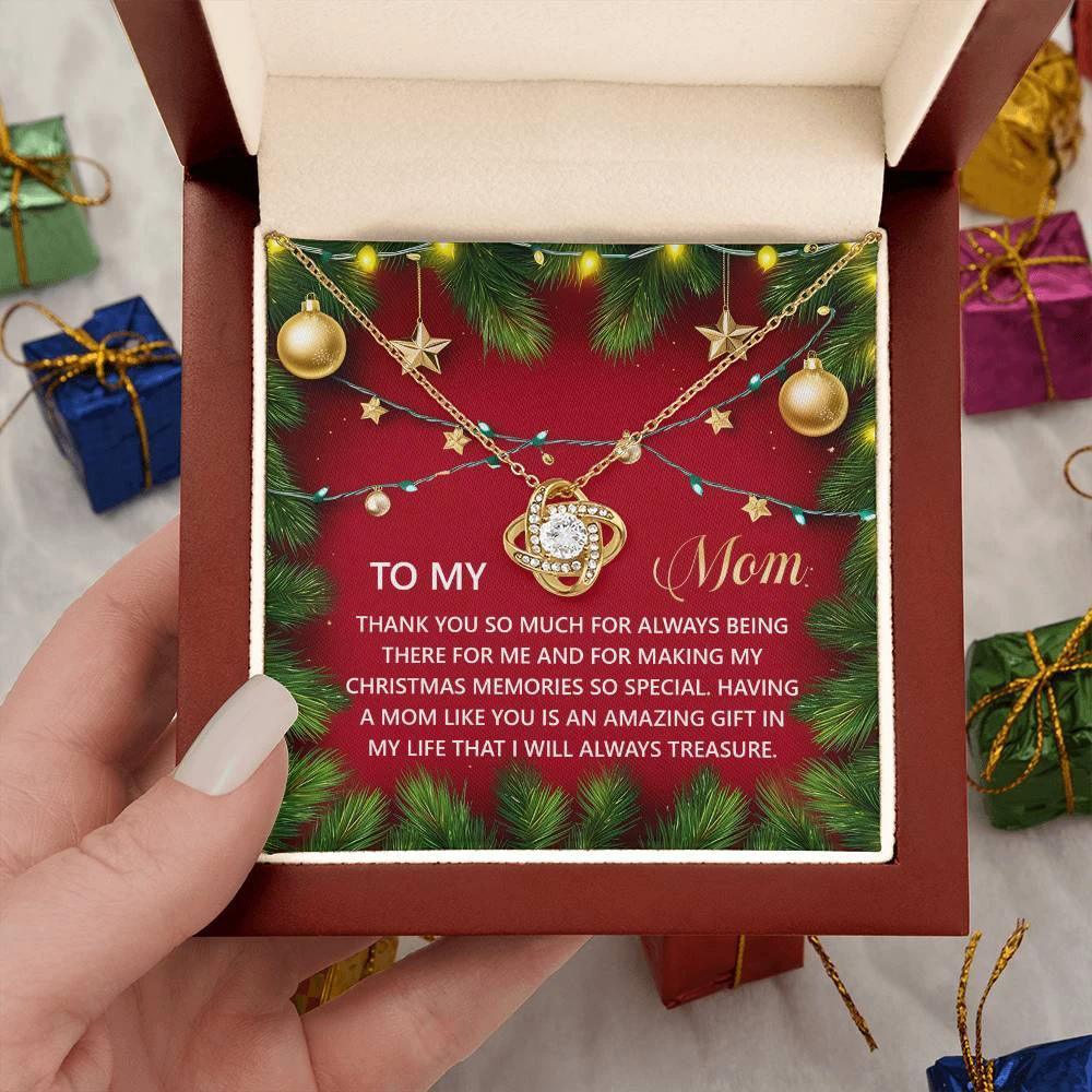 Gift for Mom - Christmas Memories - Love Knot Pendant Necklace