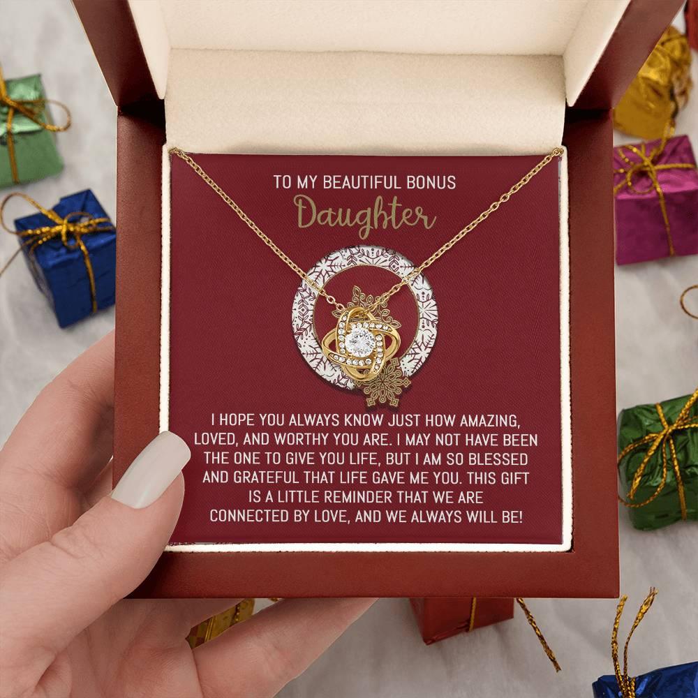 Gift for Bonus Daughter - Always Will Be - Love Knot Pendant Necklace - Mallard Moon Gift Shop