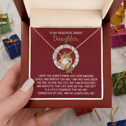 Gift for Bonus Daughter - Always Will Be - Love Knot Pendant Necklace - Mallard Moon Gift Shop