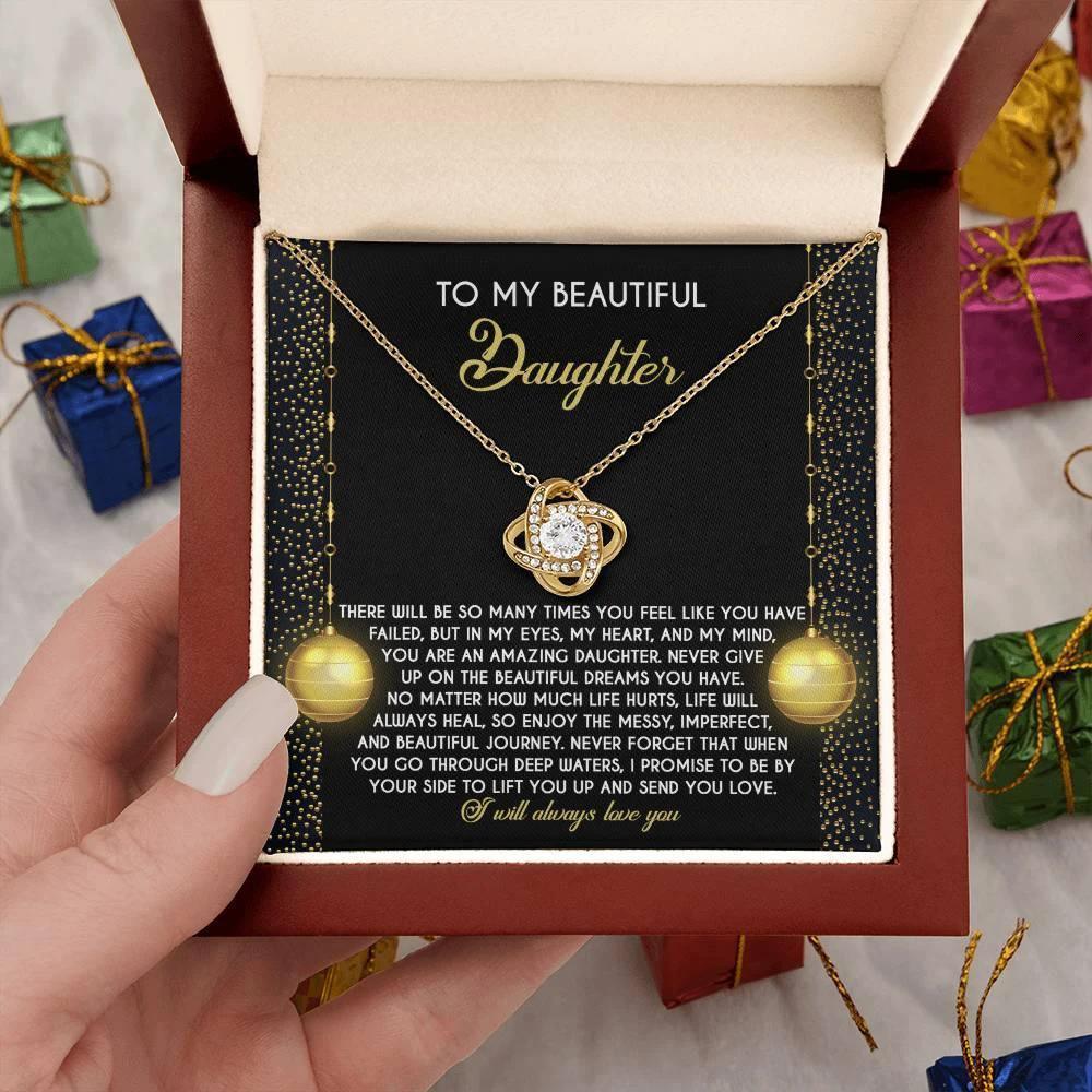 Gift for Daughter - Deep Waters - Love Knot Pendant Necklace