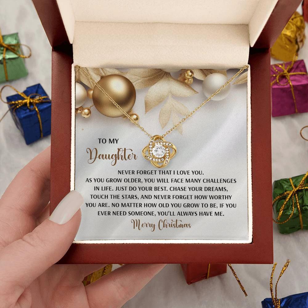 Gift for Daughter - How Worthy - Love Knot Pendant Necklace Christmas Present
