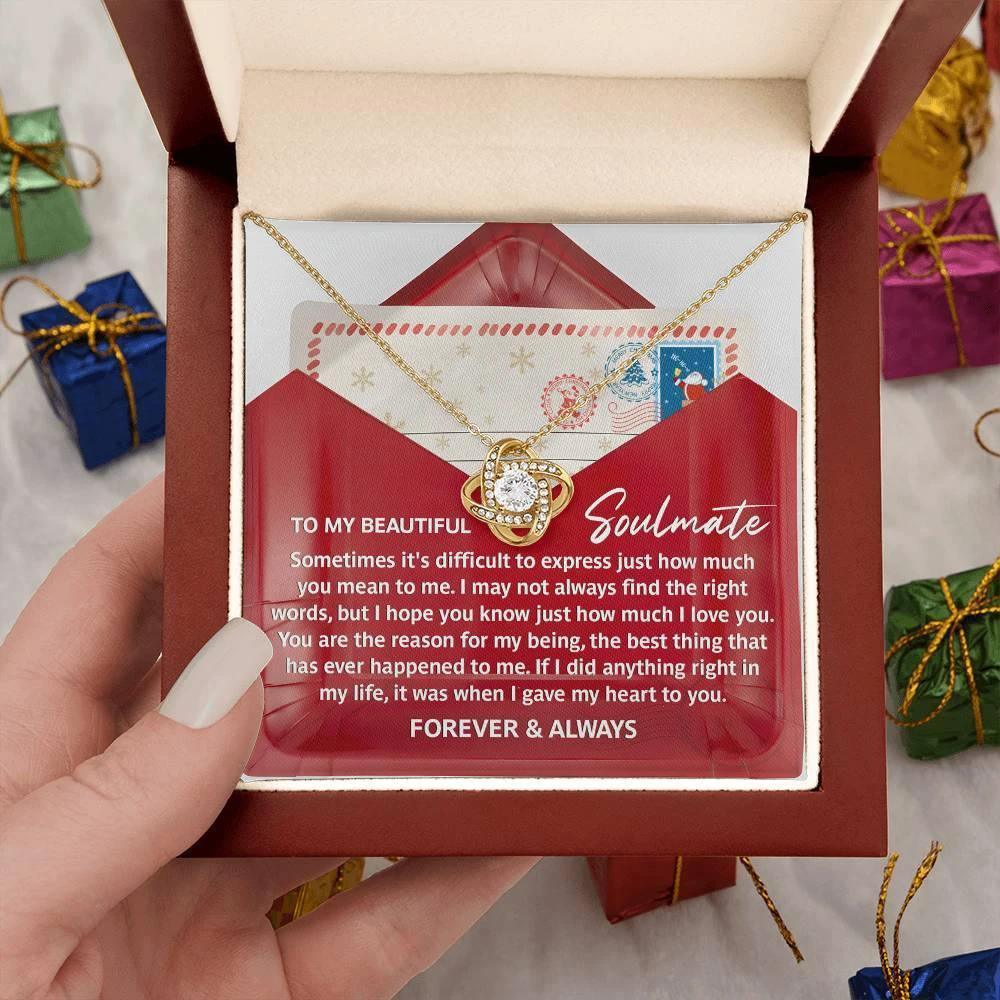 Soulmate Love Knot Necklace – “Forever & Always” Letter-Inspired Romantic Gift for Her
