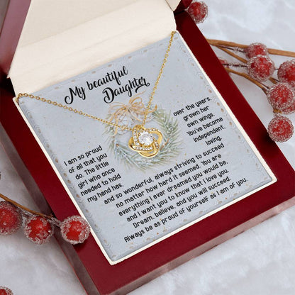 Gift for Daughter - Proud Of Yourself - Love Knot Pendant Necklace - Mallard Moon Gift Shop