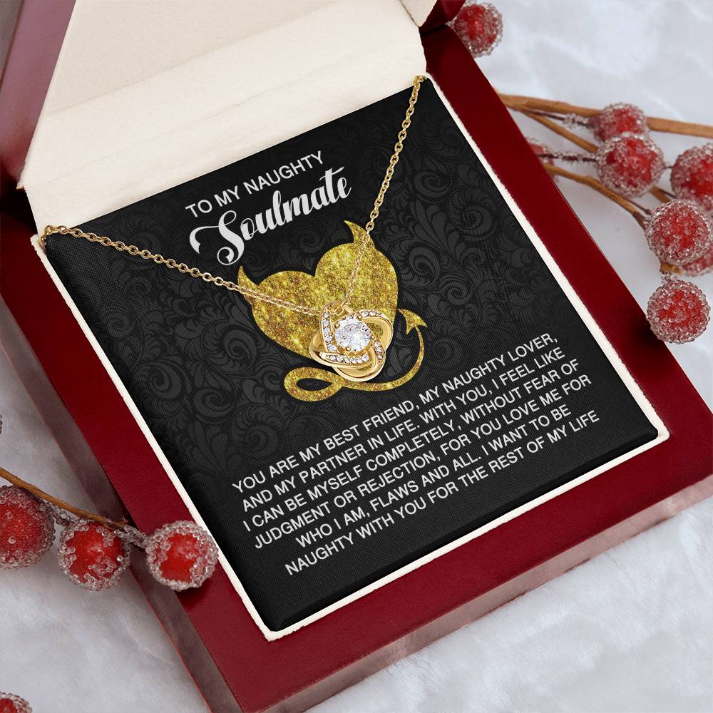 To My Naughty Soulmate - Love Knot Necklace with Flirty and Heartfelt Message Card - Mallard Moon Gift Shop