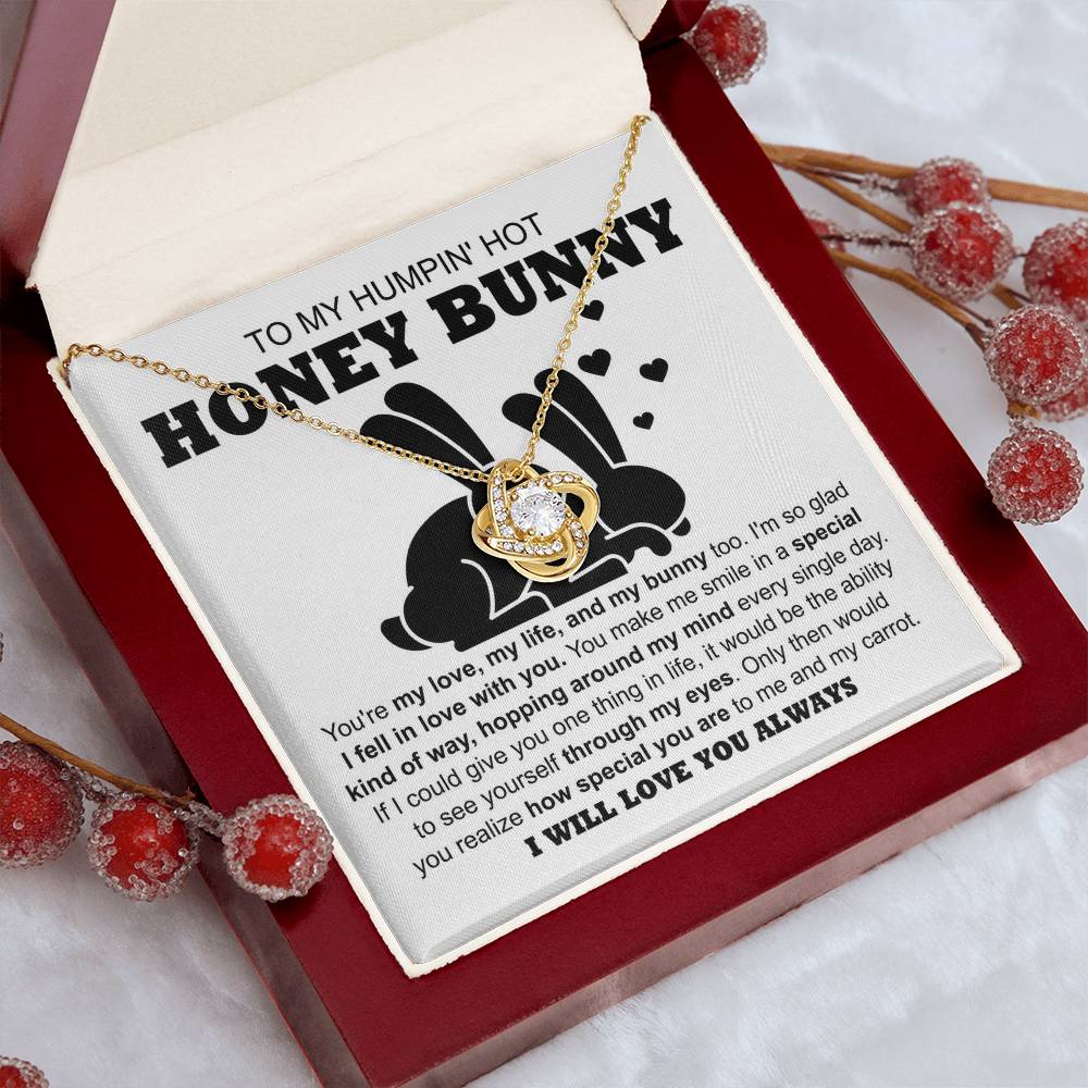 To My Hot Honey Bunny - Love Knot Necklace with Fun and Romantic Message Card - Mallard Moon Gift Shop