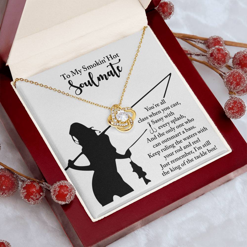 To My Smokin' Hot Soulmate - Fishing Themed Message Card with Love Knot Necklace - Mallard Moon Gift Shop