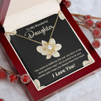 To My Wonderful Daughter – Love Knot Necklace with Magnolia Flower Message Card | Proud Mom Gift for Birthday or Graduation