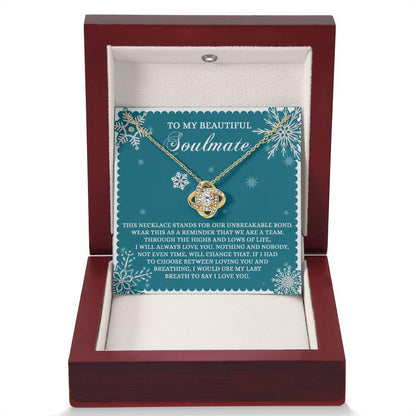 Gift for Soulmate - A Team - Love Knot Pendant Necklace - Mallard Moon Gift Shop