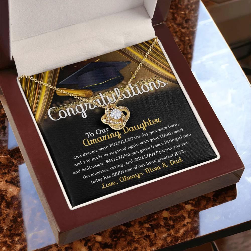 Daughter Graduation Jewelry Necklace with Message Card from Mom and Dad - You Made Us So Proud