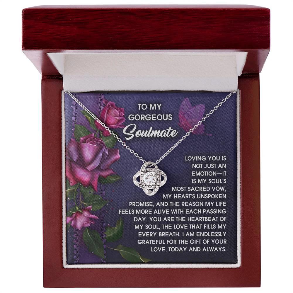 Romantic Anniversary, Valentine's Day Gift for Soulmate, Wife, Girlfriend - Unspoken Promise - Love Knot Pendant Necklace