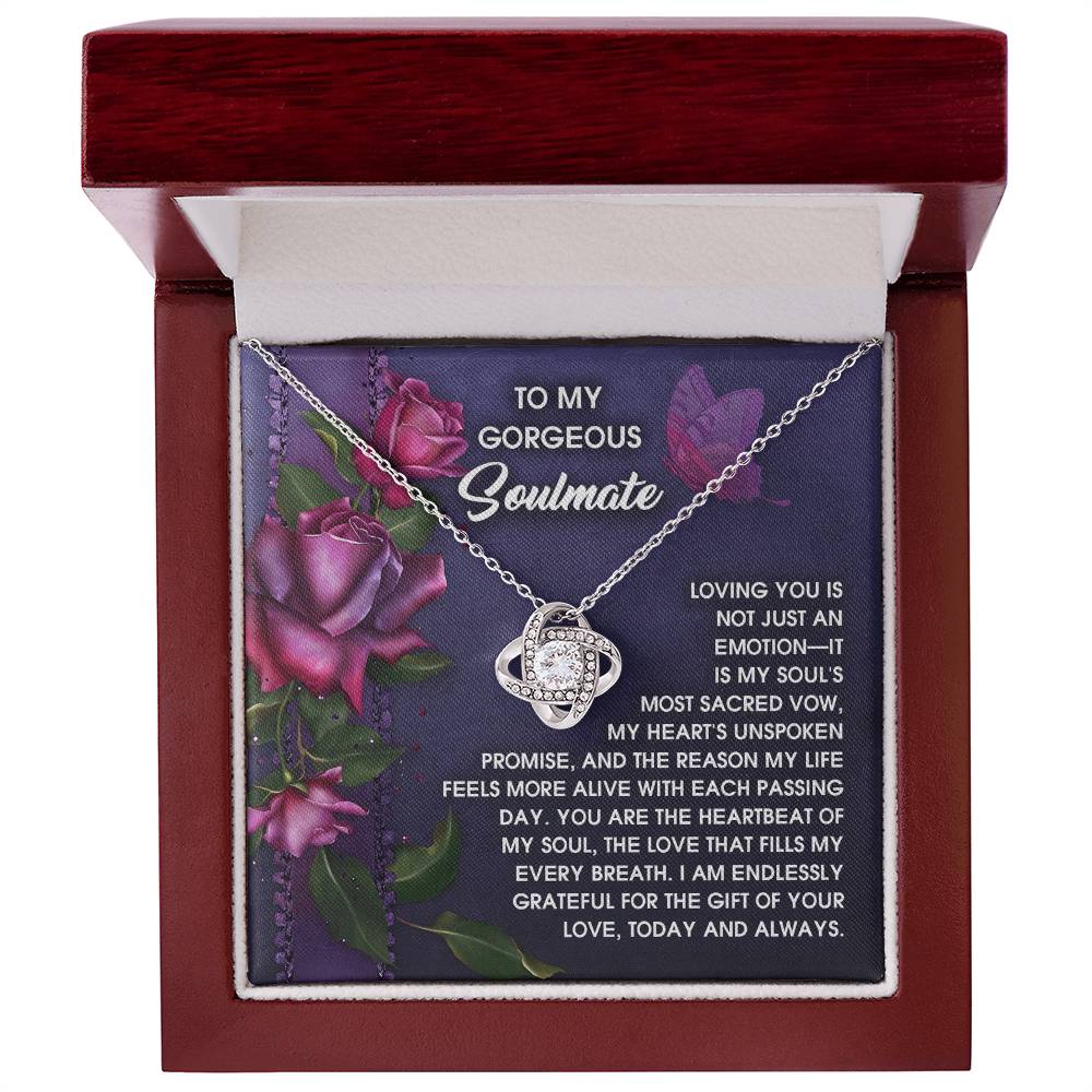 Romantic Anniversary, Valentine's Day Gift for Soulmate, Wife, Girlfriend - Unspoken Promise - Love Knot Pendant Necklace - Mallard Moon Gift Shop