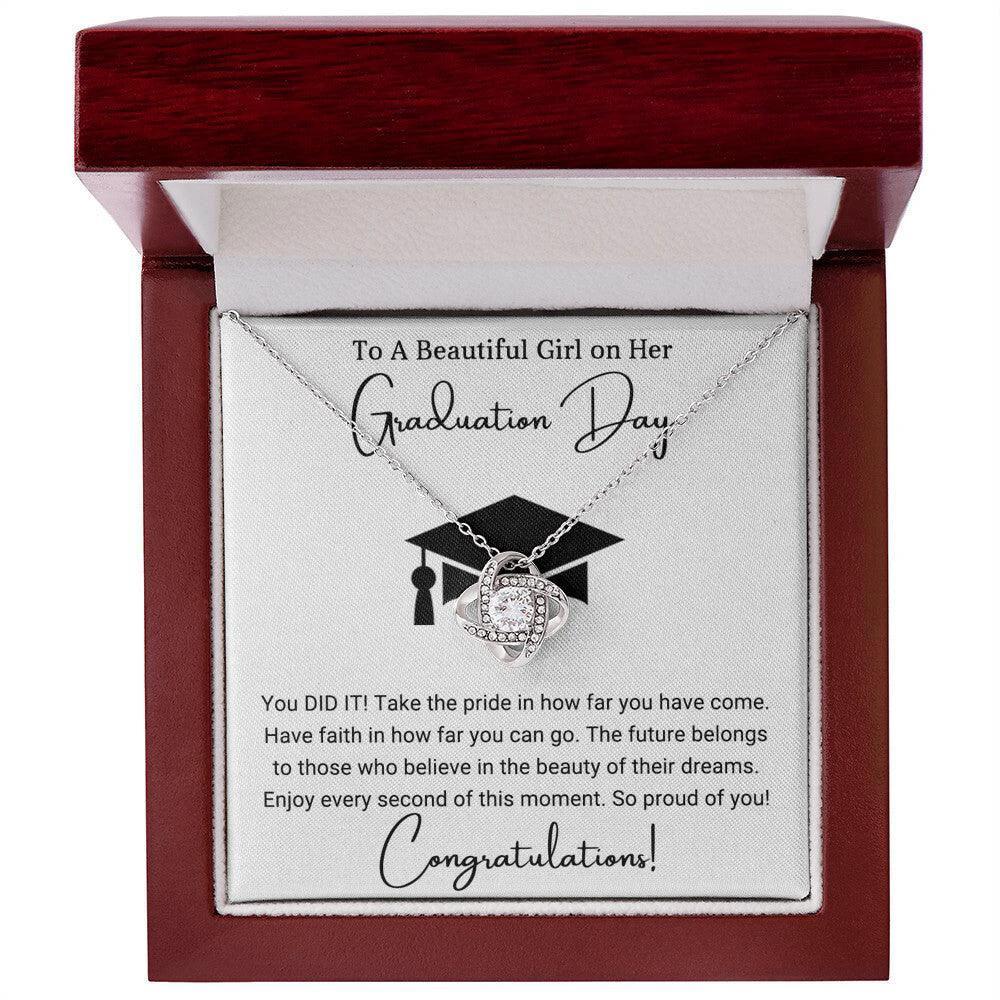 Graduation Gift For Her To A Beautiful Girl Congratulations Love Knot Pendant Necklace