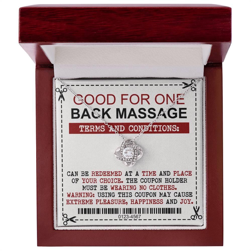 Gift for Wife Back Massage Coupon Love Knot Pendant Necklace - Mallard Moon Gift Shop